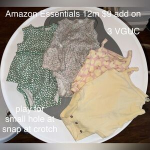 Amazon Essentials Girls Floral & Yellow Romper Set - Green, Pink, Yellow, Cream